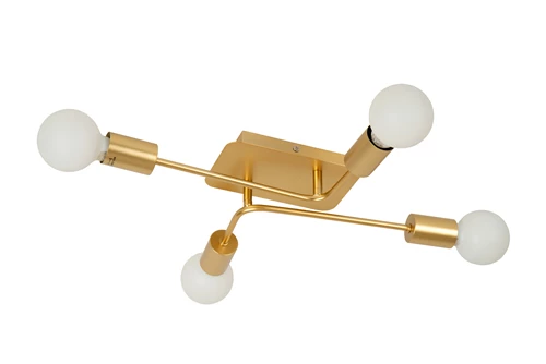 Lucide LESTER - Plafonnière - 4xE27 - Mat Goud / Messing - uitgezet